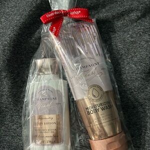 Bath & Body Works Champagne Toast Body Wash and Lotion Set - Gold and White